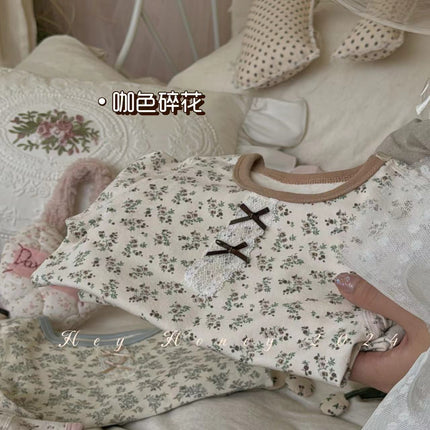 Spot Large and Small Roll Heyhoney24 Lycra Cotton Boys and Girls Autumn Clothes Intimates Printed Home Clothes Pajamas Two-Piece Set