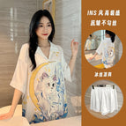 White star and moon cat [nightgown + shorts] / M【 40-50kg 】