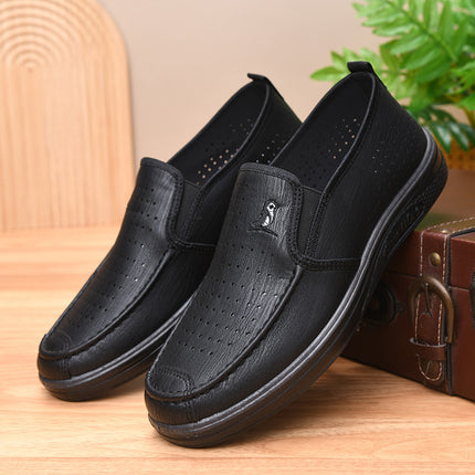 New Summer Men's Clogs, Breathable Hollow Mesh Shoes, Soft Soles, Non-Slip, Wear-Resistant Work Shoes, Men's Leather Shoes for Work
