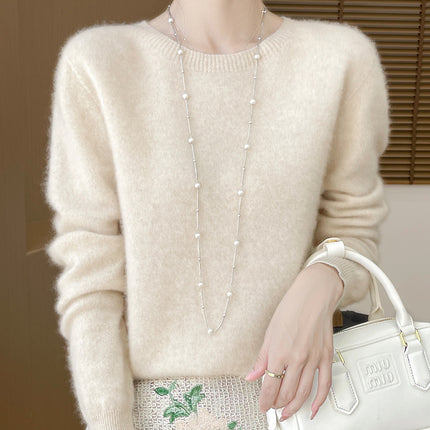 First-Line Ready-To-Wear 100% Pure Wool Round Neck Knitwear Women's New Autumn and Winter Seamless Knitwear Slimming Look Versatile Knitwear