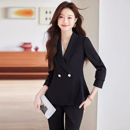 apricot Suit suit Women's 2024 New Spring and Autumn Business Wear Temperament Goddess Fan Jewelry Shop Beauty Salon Work Clothes