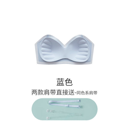 seamless rimless one-piece fixed cup strapless gathered non-slip anti-light invisible underwear women's tube bra bra