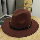 [flat brim jazz belt] coffee / Adjustable