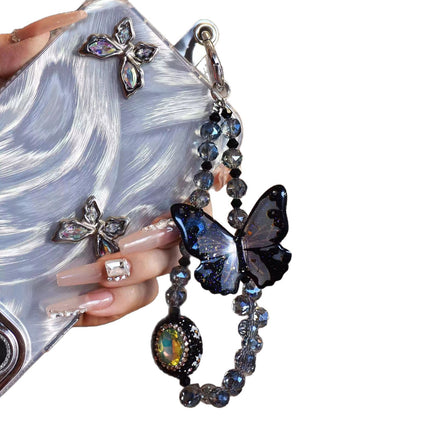 Xiaohongshu Style 3D Butterfly Phone Chain Trendy High-End Phone Strap Lanyard Beaded Keychain Accessory