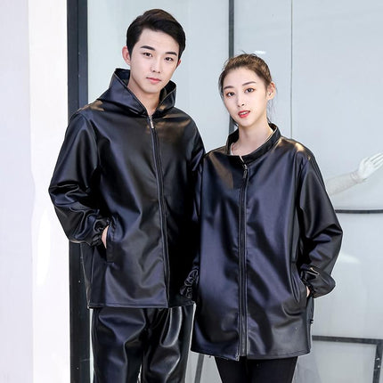 Men's leather pants suit oil-proof waterproof motorcycle motorcycle windproof warm slaughter aquatic labor protection overalls