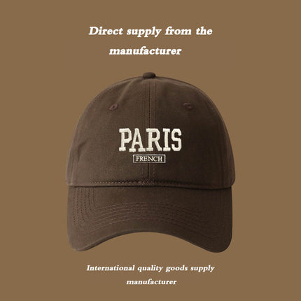 Baseball Cap for Men, New Spring/Summer Trendy Korean Style Embroidered Versatile Hard-Brimmed Large Brim Sun Protection Visor Cap