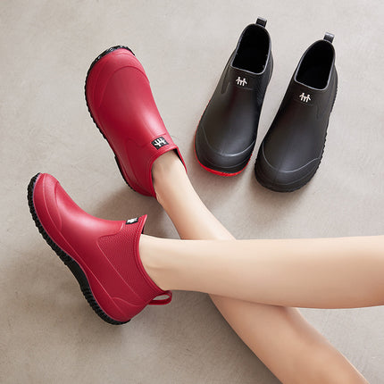Korean Style New Arrival Short Rain Boots Women's Waterproof Non-Slip Women's Rain Boots Kitchen Water Boots Adult Thick-Sole Wear-Resistant Rubber Shoes