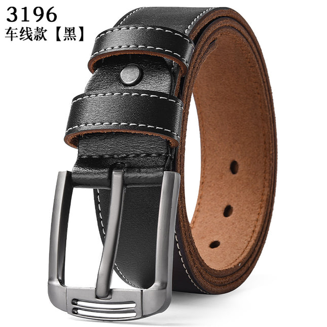 Cross-border supply men's belt pin buckle men's cowhide leather belt young and middle-aged retro pants belt factory wholesale
