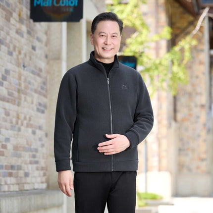 Middle-Aged Men's Velvet Thickened Jacket Autumn and Winter Casual Dad Wear Fleece Warm Fashion Zipper Shirt