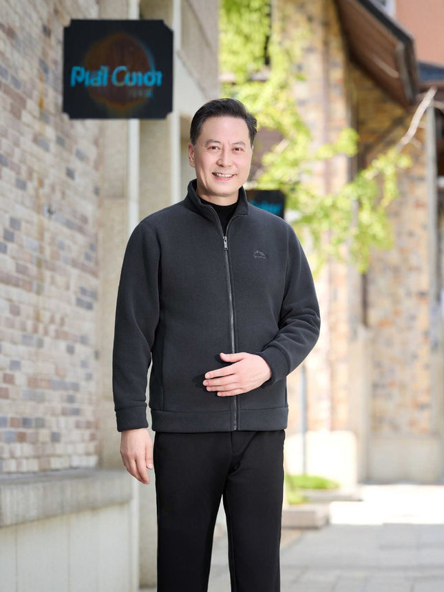 Middle-Aged Men's Velvet Thickened Jacket Autumn and Winter Casual Dad Wear Fleece Warm Fashion Zipper Shirt