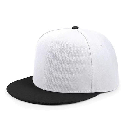 Cross-Border Color-Blocked American-Style Six-Panel Flat-Brim Hip-Hop Hat for Men and Women, Solid Color Plain Flat-Brim Hip-Hop Baseball Cap, Unisex