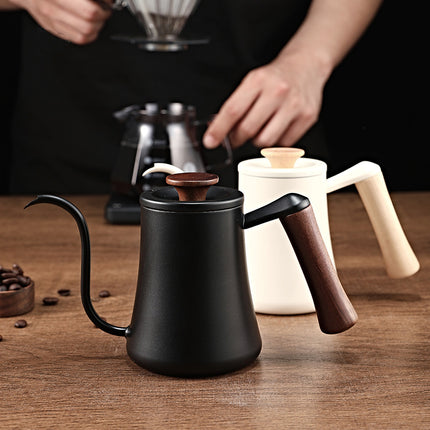 Hand Brewed Coffee Pot Stainless Steel Household Ear-Hanging Swan Neck Pot Teflon Long Mouth Pot Coffee Hand Brewing Pot Brewing
