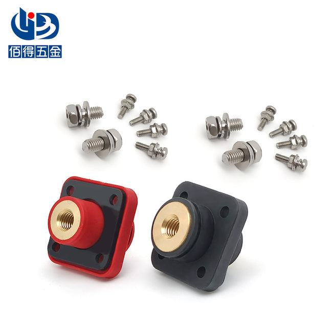 Brass Square Battery Connector Through-Wall Energy Storage Terminal M8 High Current Terminal Block 200A