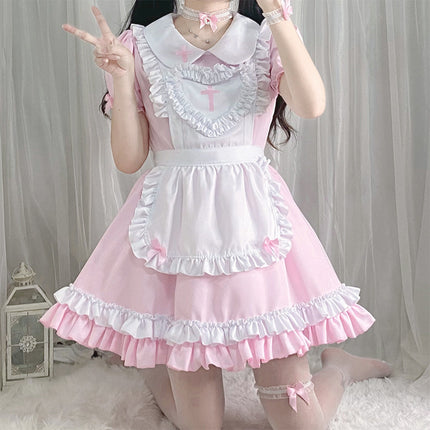 Japanese Classic Anime Maid Outfit Cross Nurse Cosplay Maid Restaurant Uniform Export Dress for Women