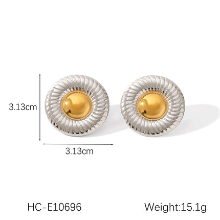 European and American design sense stainless steel earrings gold and silver color matching smooth geometric texture earrings sun five-pointed star earrings for women