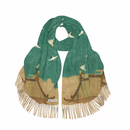 Winter thick tassel all-match national style qianli jiangshan figure women's shawl warm scarf cashmere-like long scarf scarf