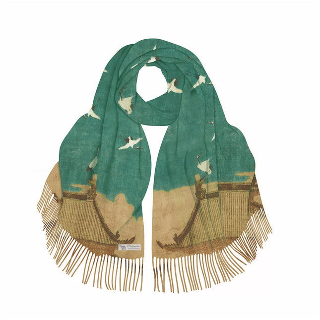 Winter thick tassel all-match national style qianli jiangshan figure women's shawl warm scarf cashmere-like long scarf scarf