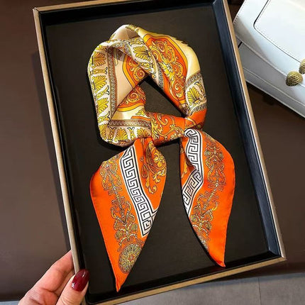 Korean Cashew Silk Scarf Women's Square Scarf Leopard Print Silk Scarf Imitation Silk Scarf Elegant Fashion Four Seasons Cross-Border Printed Scarf