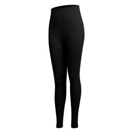 New Sports Yoga Pants for Women with Vertical Stripes, Running, Fitness, High-Waisted, Tummy-Tightening, Butt-Lifting, Seamless Slim-Fitting Sports Tights