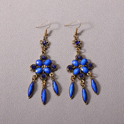 Bohemian Turquoise Earrings European and American Retro Owl Geometric Dreamcatcher Feather Tassel Earrings Women