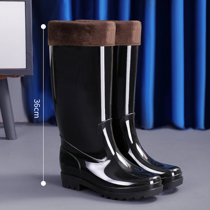 High-Top Men's Rain Boots for Foreign Trade, Thickened Long Rain Boots, Waterproof Outdoor Extra-High Non-Slip Fleece-Lined Warm Water Shoes