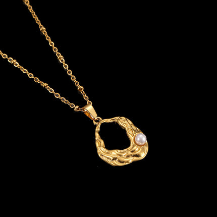 Cross-Border Stainless Steel Necklace Shell Titanium Steel Pendant New Pearl Jewelry Seaside Accessories European and American Non-Fading Jewelry