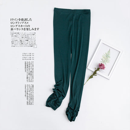 Guolian Silk Nine-Point Leggings for Women, Multi-Color Mulberry Silk Knitted Leggings, Slimming Look Elastic Pants