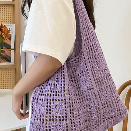 Knitted bag vintage mesh hollow simple woven bag women's bag Shoulder Bag bags wool handbag shopping bag