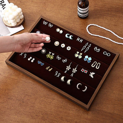 Walnut Jewelry Display Tray Ring Necklace Bracelet Tray Earrings Earrings Jewelry Display Props Night Market Stall