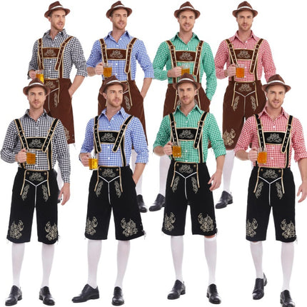 European and American New Products German Oktoberfest Clothing Shirt Overalls Hat Three-Piece Suit Men's Beer Suit