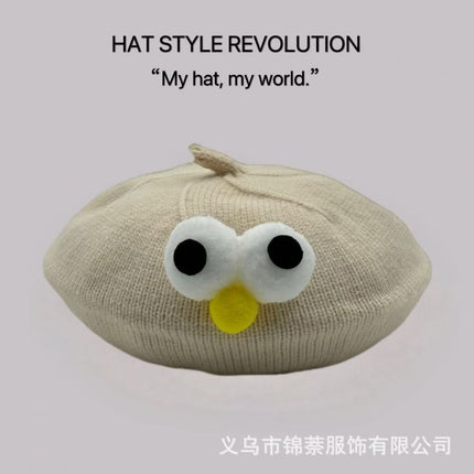 Spring and Autumn Korean Style Baby Boy and Girl Candy Color All-match Knitted Beret Children's Western Style Casual Wool Hat Paintler Hat