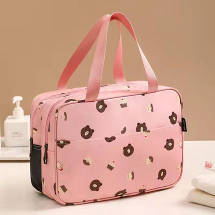 Dry and Wet Separate Cosmetic Bag Portable Large Capacity Toiletry Bag Cartoon Cute Waterproof Polyester Storage Aluminum Foil Insulation Bag