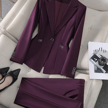 Amazon European and American Cross-Border Popular Commuter Foreign Trade Women's Blazer Professional Pants Dress Two-Piece Suit