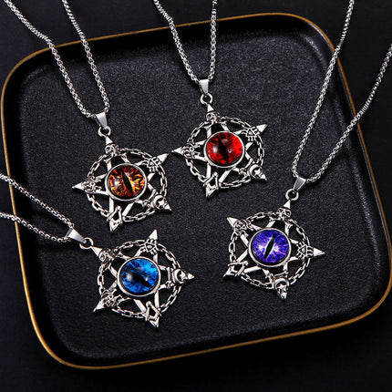 Personalized fluorescent jewelry trendy men's domineering eyes accessories luminous necklace men's trendy all-match brother pendant