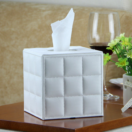 Leather Square Roll Paper Box Leather Household Paper Roll European Creative Tissue Box Hotel Living Room Guest Room Roll Paper Box
