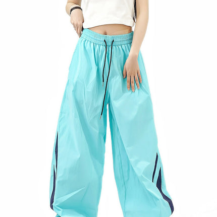 Summer Trendy Simple Style Lightweight Relaxed Casual Pants Unisex Loose Floor-Length Wide-Leg Long Pants