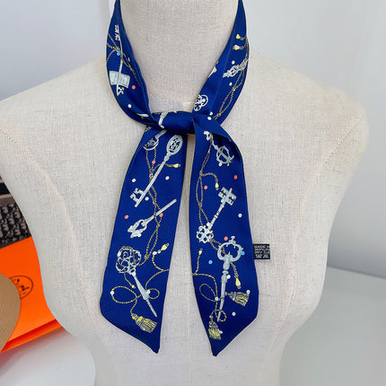 New Chain Key Tassel Women's Versatile Streamer Tying Bag Ribbon Headband Ready-Made Small Scarf Scarf Wholesale