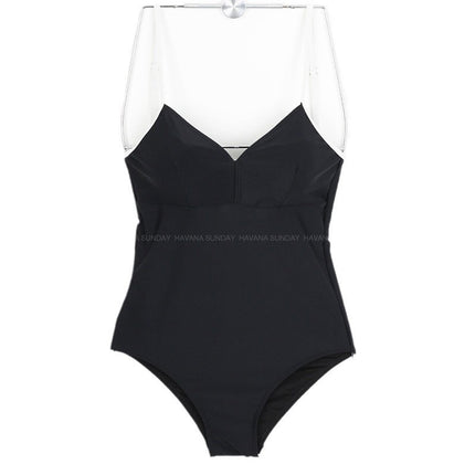 Korean version of hot new swimsuit women's high-grade one-piece solid color pure want sling beautiful back in stock hot spring swimsuit can be used for hair