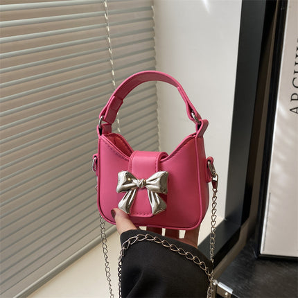 New Bow Handbag Stylish Fashionable Shoulder Bag Casual Personality Sweet Cool Small Bag Mini Lipstick Chain Bag