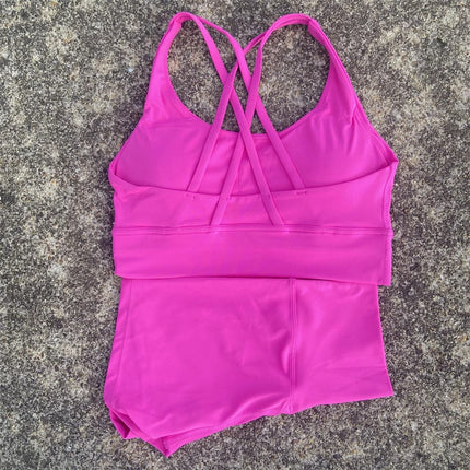 Women's Soft Nude Tight Yoga Shorts with Cut Out Back and Beautiful Back Cross Intimates Gym Yoga Set