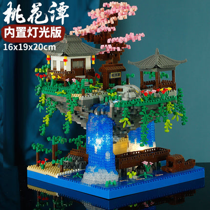 Chinese Style Blocks Compatible Lego Blocks Peach Blossom Pool Building Micro Particles Difficulty DIY Handmade Gift Toys