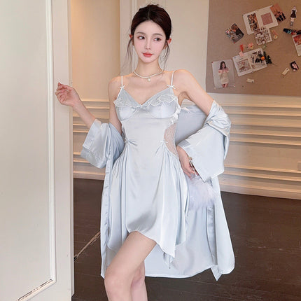 Sexy Pajamas for Women with V-Neck and Chest Pads, Two-Piece Pajamas, Internet Celebrity Suspender Backless Nightgown, Nightgown, Home Wear