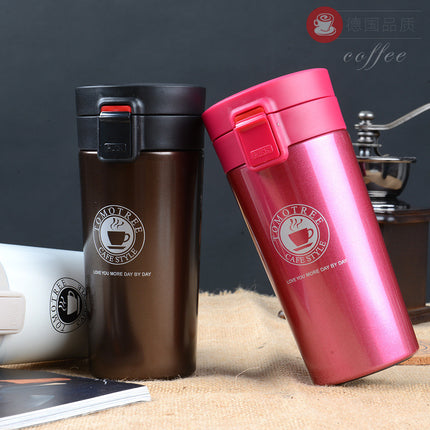 Fashionable simple double-layer vacuum stainless steel coffee cup handy cup American coffee pot portable gift pop lid cup