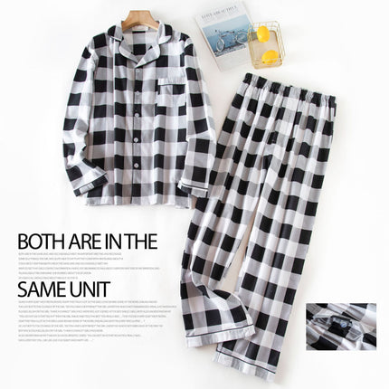 [Ready Stock] Men's Suit Long-Sleeved Pants Autumn and Winter Pajamas Velvet Plaid