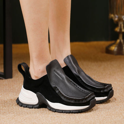 Sports Shoes for Women 2025 Autum New Women's Shoes Accessible Luxury High-End First-Layer Cowhide Slip-On Casual Shoes