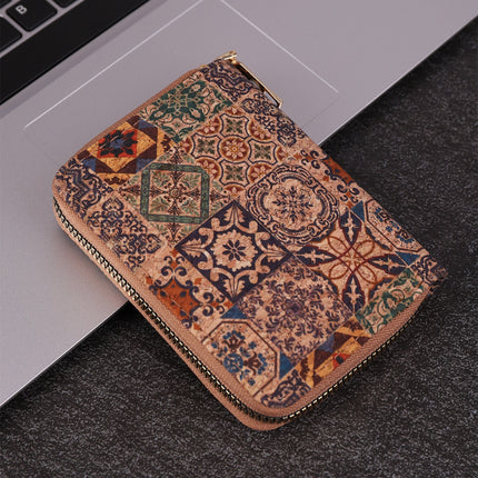 Cross-Border Bohemian Multifunctional Clutch Bag with Multiple Card Slots Wood Grain Wallet Literary Ladies Bag Card Bag Pu Small Bag
