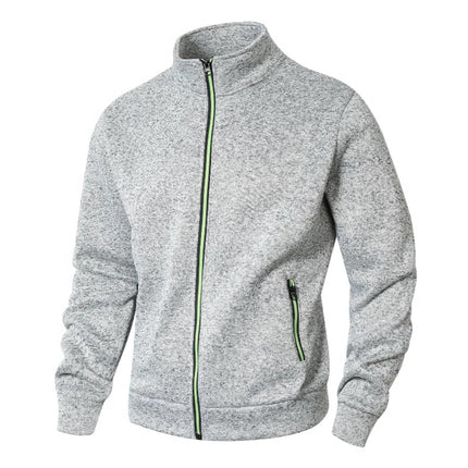 Plus-Size Men's Autumn and Winter Stand-Collar Cardigan Sweatshirt, Cationic Fleece-Lined Knit Jacket, Extra-Large Men's Clothing, In-Stock Fast Delivery