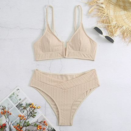 2024 New European and American Bikini Women's Swimsuit High Waist Sexy Swimwear Fashionable Separates Swimsuit Special Material Fabric