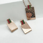 Rose Gold Necklace Stud Earrings suit
