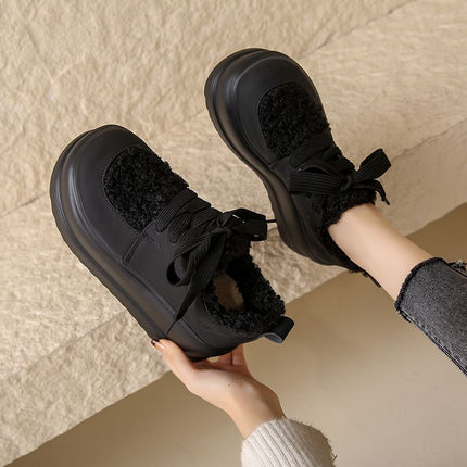 Furry Shoes for Small People, Thick Soles, Heightening Platform Shoes, Versatile Women's Shoes, Autumn and Winter New Velvet Warm New Casual Cotton Shoes